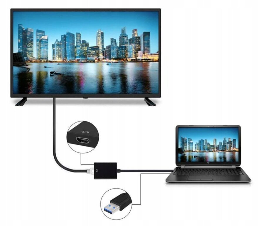 Adapter arvutile, CO2, USB HDMI FULL HD Converter 0110 hind ja info | USB jagajad, adapterid | kaup24.ee