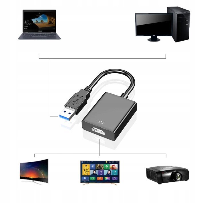 Adapter arvutile, CO2, USB HDMI FULL HD Converter 0110 hind ja info | USB jagajad, adapterid | kaup24.ee