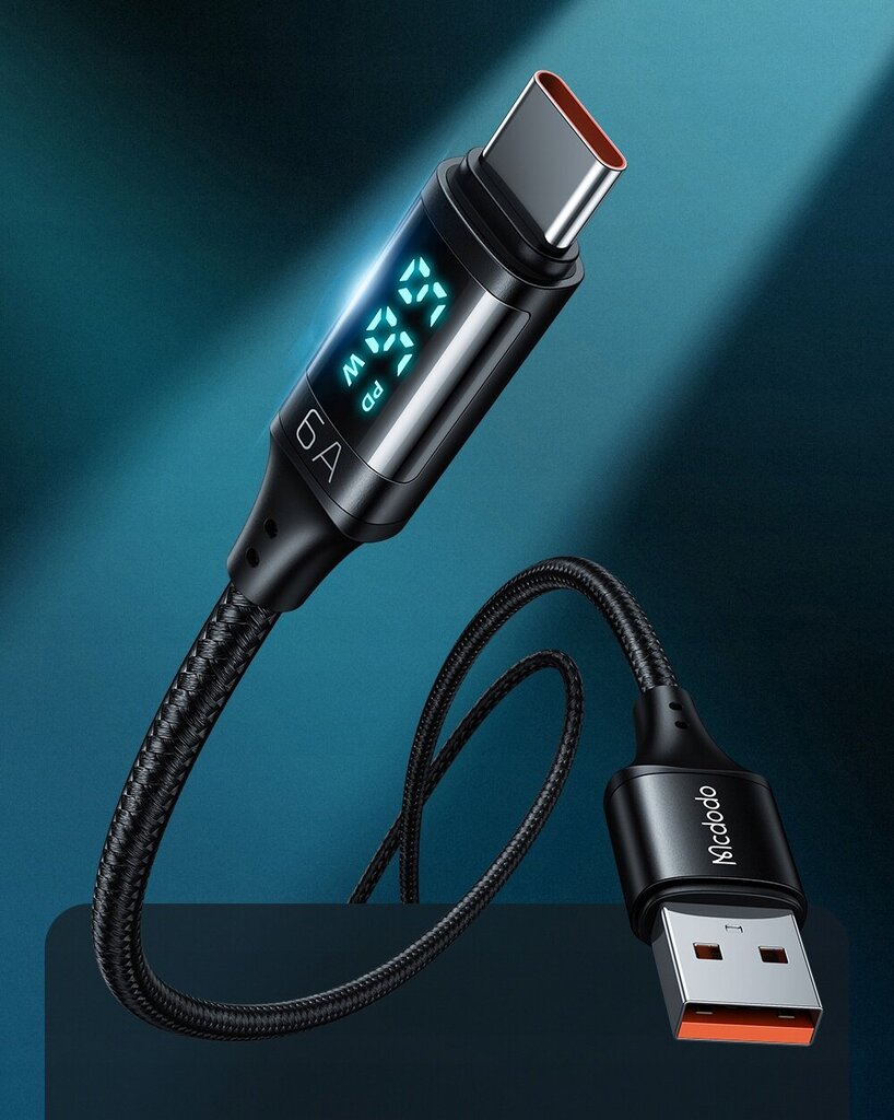 McDodo telefonikaabel, DIGITAL PRO USB-C 5A 66W 1.2m must цена и информация | Mobiiltelefonide kaablid | kaup24.ee