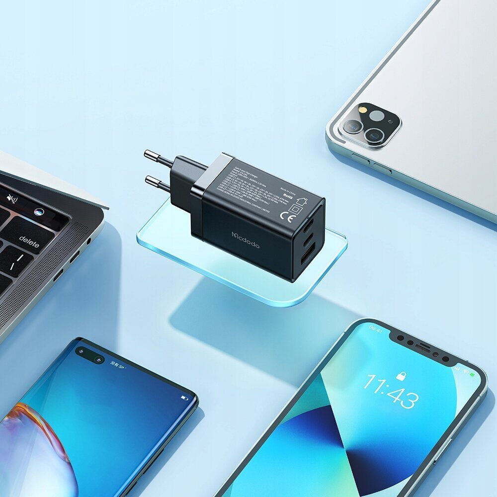 Mcdodo telefonilaadija, GaN 5 PRO, kiirlaadimine, USB-C, USB-A, 65W, kaabel kaasas, must, CH-1542 hind ja info | Mobiiltelefonide laadijad | kaup24.ee