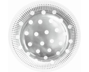 Одноразовые бумажные тарелки 23 см, 6 шт B&C Polka Dots, серый PF-TGS9 цена и информация | Праздничная одноразовая посуда | kaup24.ee