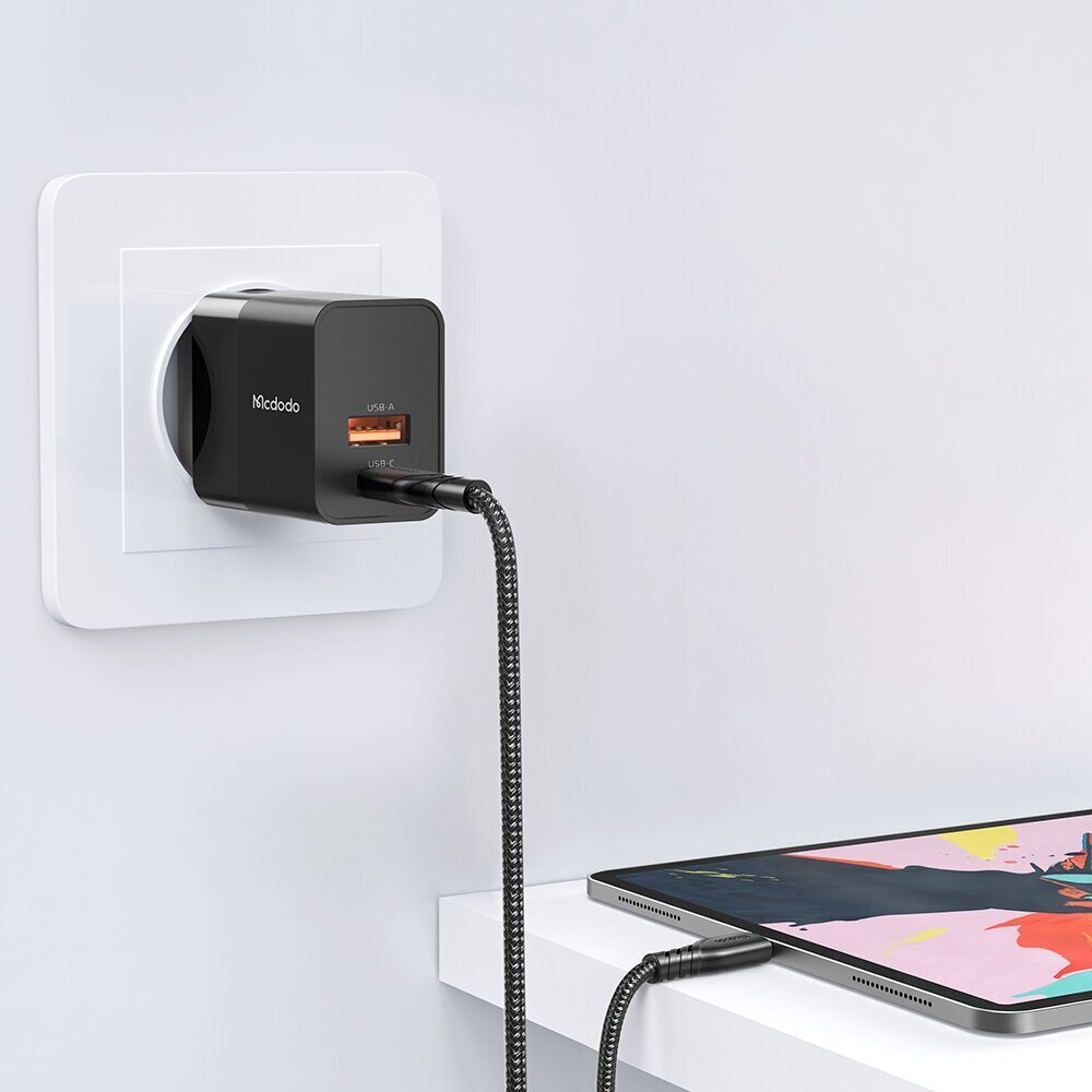 Mcdodo telefonilaadija, kiire, USB, USB-C, 20W, Iphone'ile, universaalne, must цена и информация | Mobiiltelefonide laadijad | kaup24.ee