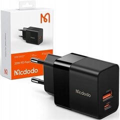 Mcdodo telefonilaadija, kiire, USB, USB-C, 20W, Iphone'ile, universaalne, must hind ja info | Mcdodo Mobiiltelefonid, foto-, videokaamerad | kaup24.ee