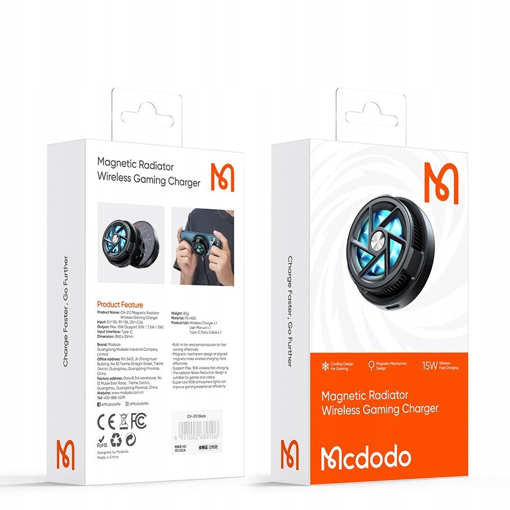 MCDODO laadija koos jahutusega hind ja info | Mobiiltelefonide laadijad | kaup24.ee