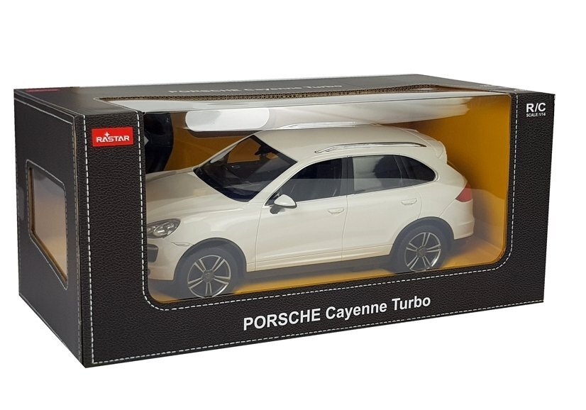 Auto Porsche Cayenne Rastar koos kaugjuhtimispuldiga 1:14, valge hind ja info | Poiste mänguasjad | kaup24.ee