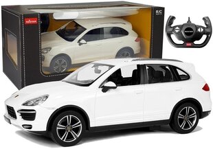 Auto Porsche Cayenne Rastar koos kaugjuhtimispuldiga 1:14, valge цена и информация | Развивающий мелкую моторику - кинетический песок KeyCraft NV215 (80 г) детям от 3+ лет, бежевый | kaup24.ee