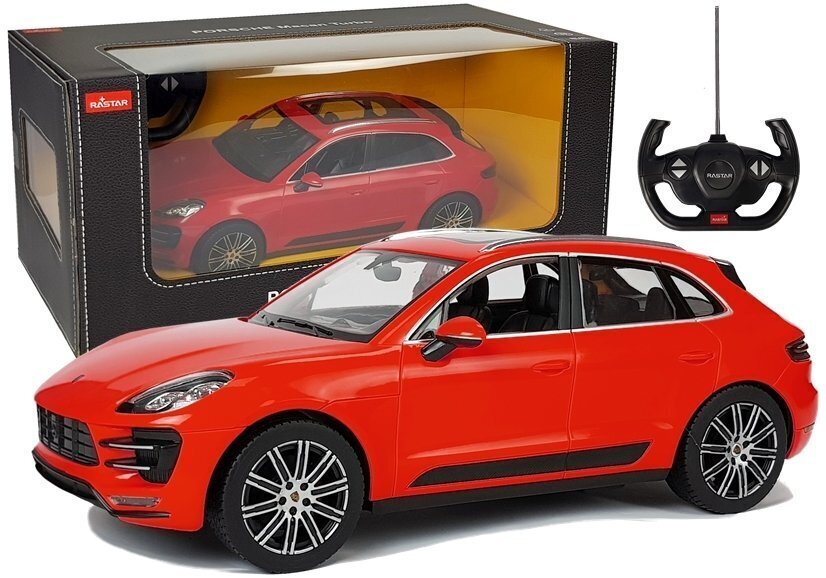 Auto Porsche Macan Turbo Rastar koos kaugjuhtimispuldiga 1:14, punane цена и информация | Poiste mänguasjad | kaup24.ee