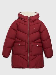 Jope tüdrukutele Tommy Hilfiger Chevron Teddy Lined Puffer Red, punane hind ja info | Tüdrukute joped ja mantlid | kaup24.ee