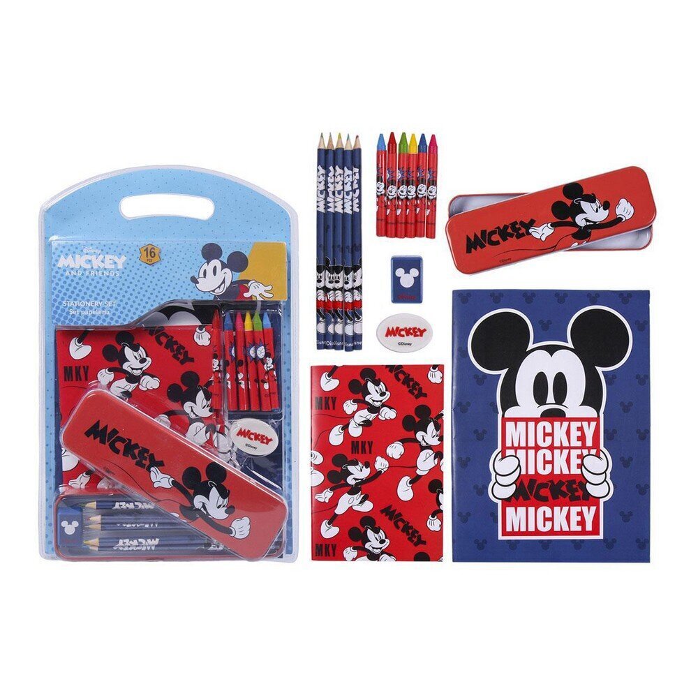 Kirjatarvete komplekt Mickey Mouse 16-osaline hind ja info | Kirjatarbed | kaup24.ee