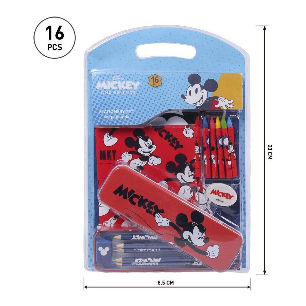 Kirjatarvete komplekt Mickey Mouse 16-osaline hind ja info | Kirjatarbed | kaup24.ee