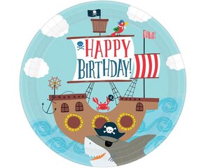 Одноразовые бумажные тарелки 23 см, 8 шт., Ahoy Birthday, 9904648 цена и информация | Праздничная одноразовая посуда | kaup24.ee