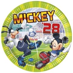 Тарелки бумажные Mickey Goal 23 см/8 шт., 82696 цена и информация | Праздничная одноразовая посуда | kaup24.ee