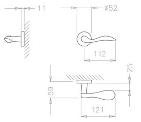 Ukselingi komplekt Tupai 1948 R koos WC-nupp цена и информация | Дверные ручки | kaup24.ee