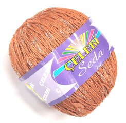 Пряжа для вязания Celebi Seda, цвет коричневый с серебряным глиттером 1R1 цена и информация | Принадлежности для вязания | kaup24.ee