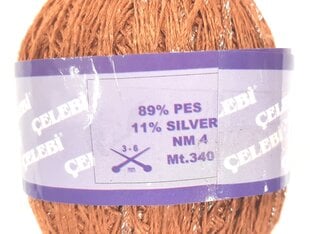 Пряжа для вязания Celebi Seda, цвет коричневый с серебряным глиттером 1R1 цена и информация | Принадлежности для вязания | kaup24.ee