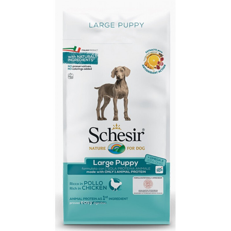 SCHESIR Large Puppy, 3kg - kuivtoit suurtõugu kanakutsikatele, tiinetele ja lakteerivatele emasloomadele, Z 020090 hind ja info | Kuivtoit koertele | kaup24.ee