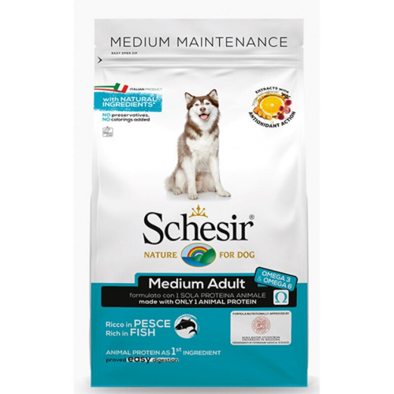 SCHESIR Medium Adult Fish, 3kg - kuivtoit ookeanilise kalaga keskmise suurusega täiskasvanud koertele, Z 020022 цена и информация | Kuivtoit koertele | kaup24.ee