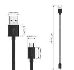 Spartaus laadija USB kaabel Aukey LLTS58187, micro USB - USB, 5 A, 480 Mb/s, 2 m, must цена и информация | Кабели для телефонов | kaup24.ee