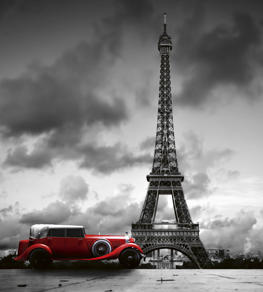 Fototapeet - Retro autod Pariisis 225 x 250 cm цена и информация | Fototapeedid | kaup24.ee