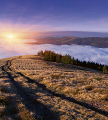 Фотообои - Восход солнца в горах  225х250 см цена и информация | Фотообои | kaup24.ee