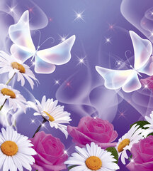 Фотообои - Бабочка с цветами 225х250 см цена и информация | Фотообои | kaup24.ee