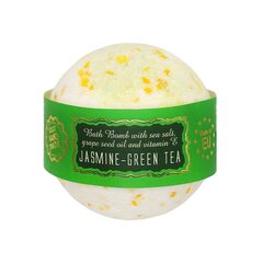 Бурлящий шарик для ванны «Jasmine-Green Tea» с морской солью и маслом из виноградных косточек Saules fabrika, 145 г цена и информация | Масла, гели для душа | kaup24.ee