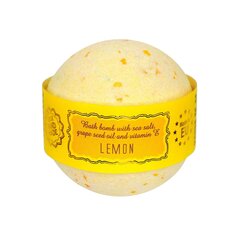 Бурлящий шарик для ванны «Lemon» с морской солью и маслом из виноградных косточек, Saules fabrika, 145 г цена и информация | Масла, гели для душа | kaup24.ee