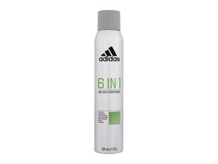 Spreideodorant meestele Adidas 6 In 1 48h 200 ml hind ja info | Deodorandid | kaup24.ee