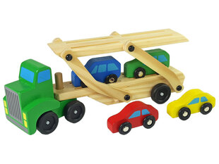 Puidust veoauto autodega hind ja info | Poiste mänguasjad | kaup24.ee