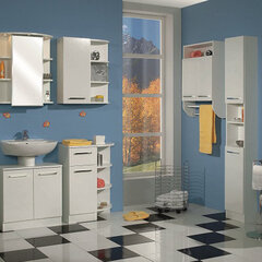 Высокий шкаф в ванную 335 белый цена и информация | Шкафчики для ванной | kaup24.ee