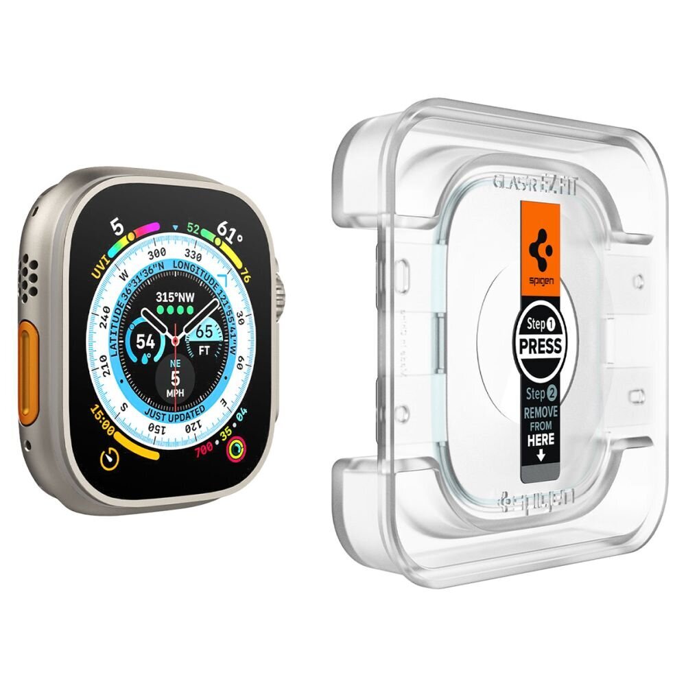 Apple Watch Ultra kaitsekile Spigen GLAS.TR "EZ Fit" (2 tk) hind ja info | Nutikellade ja nutivõrude tarvikud | kaup24.ee