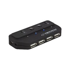 USB jagaja Esperanza EA127 USB2.0, 4 liidest, must цена и информация | Адаптеры и USB-hub | kaup24.ee