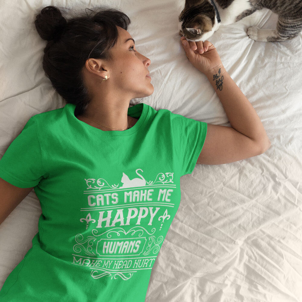 Naiste T-särk Cats make me happy hind ja info |  Originaalsed T-särgid | kaup24.ee