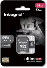 Mälukaart SD + adapter Integral 64 GB microSDXC UltimaPro hind ja info | Mobiiltelefonide mälukaardid | kaup24.ee