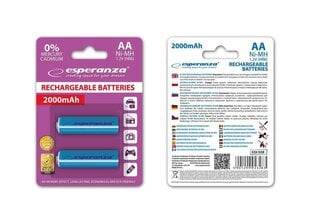 Taaslaetavad AA patareid Esperanza EZA103B, 2000mAh, sinine цена и информация | Батарейки | kaup24.ee