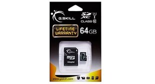 Mälukaart G.Skill microSDXC 64 GB, klass 10 UHS-I + Adapter hind ja info | Mobiiltelefonide mälukaardid | kaup24.ee