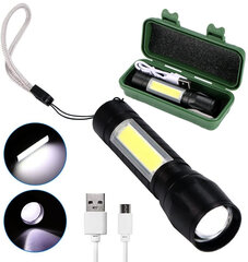 Taktikaline LED-taskulamp 600 lm 400 m ZOOM COB XML T6 USB 5W hind ja info | Taskulambid, prožektorid | kaup24.ee