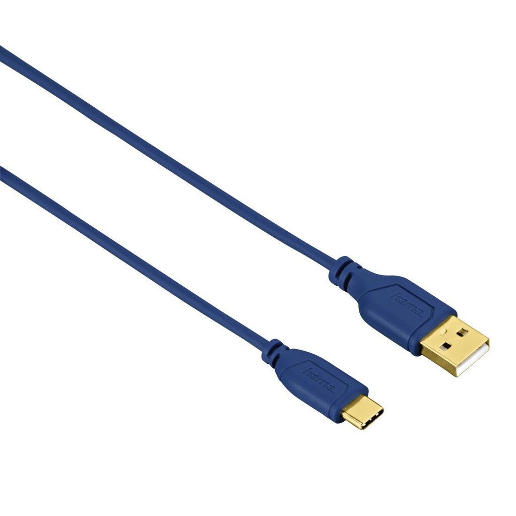 USB-C juhe Hama Flexi-Slim, kullatud kontaktid, painutuskindel, 0.75 m, sinine hind ja info | Mobiiltelefonide kaablid | kaup24.ee