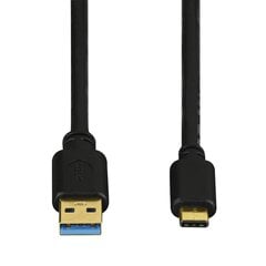 USB-C juhe, USB-C - USB 3.1 A, kullatud kontaktid, 1.8 m, must hind ja info | Mobiiltelefonide kaablid | kaup24.ee