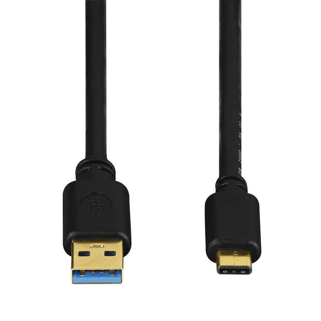 USB-C juhe, USB-C - USB 3.1 A, kullatud kontaktid, 1.8 m, must цена и информация | Mobiiltelefonide kaablid | kaup24.ee