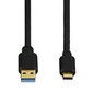 USB-C juhe, USB-C - USB 3.1 A, kullatud kontaktid, 1.8 m, must hind ja info | Mobiiltelefonide kaablid | kaup24.ee