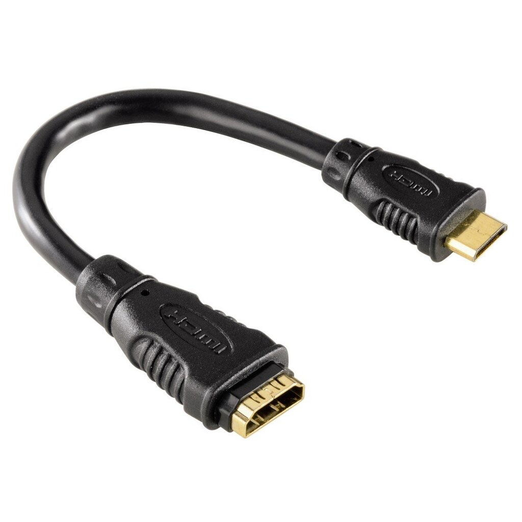HDMI™ kaabliadapter Hama, C-tüüpi (mini) pistik – A-tüüpi pistik, kullatud kontaktid, must hind ja info | USB jagajad, adapterid | kaup24.ee