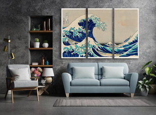 Triptühhon „Kanagawa suur laine“, Katsushika Hokusai, 150x100 cm, Wolf Kult hind ja info | Seinapildid | kaup24.ee