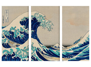 Triptühhon „Kanagawa suur laine“, Katsushika Hokusai, 120х80 cm, Wolf Kult hind ja info | Seinapildid | kaup24.ee