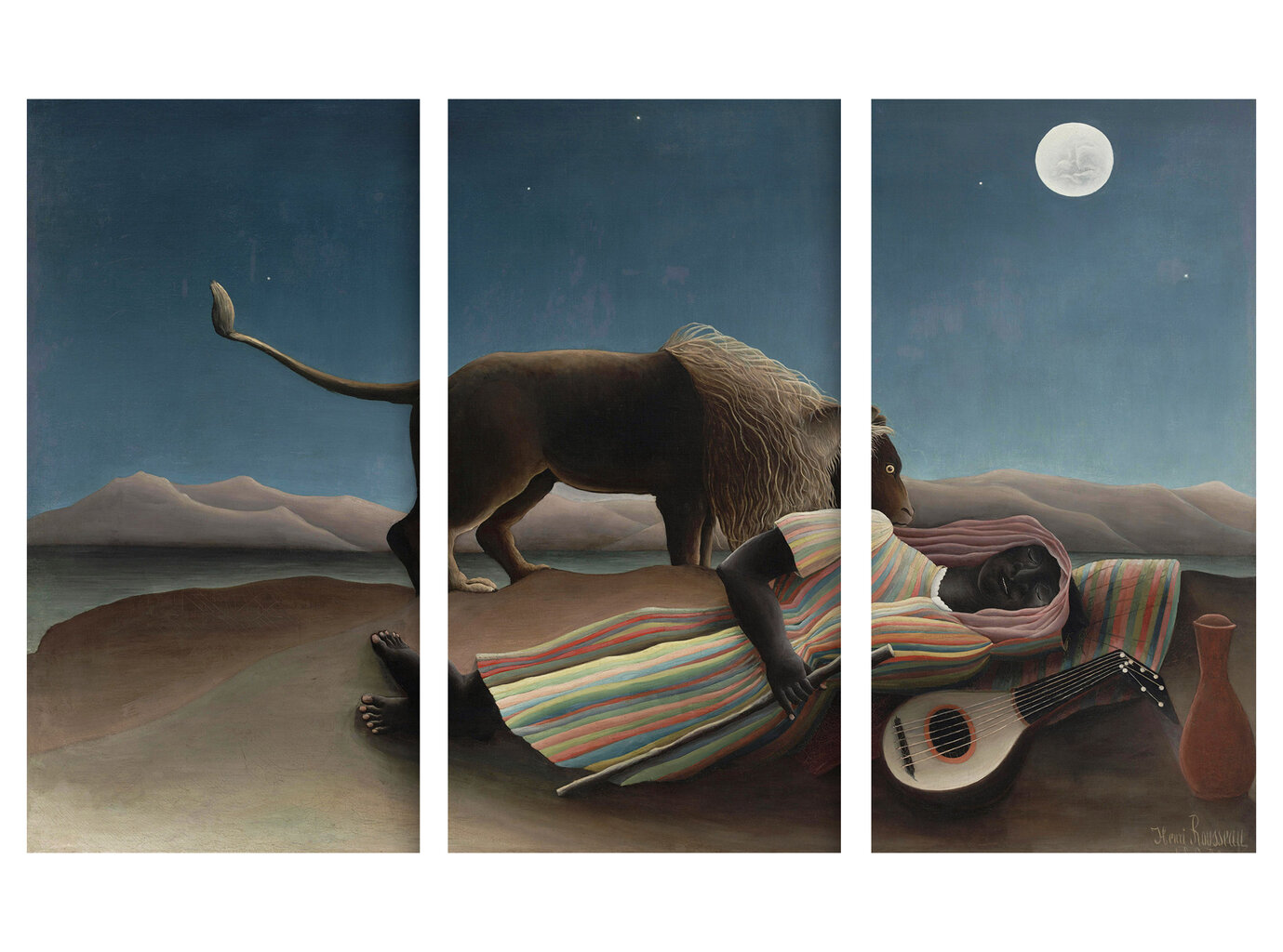 Triptühhon "Magav mustlane", Henri Rousseau, 120x80 cm, Wolf Kult цена и информация | Seinapildid | kaup24.ee