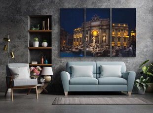 Triptühhon Trevi purskkaev öösel, 120x80 cm, Wolf Kult цена и информация | Картины, живопись | kaup24.ee