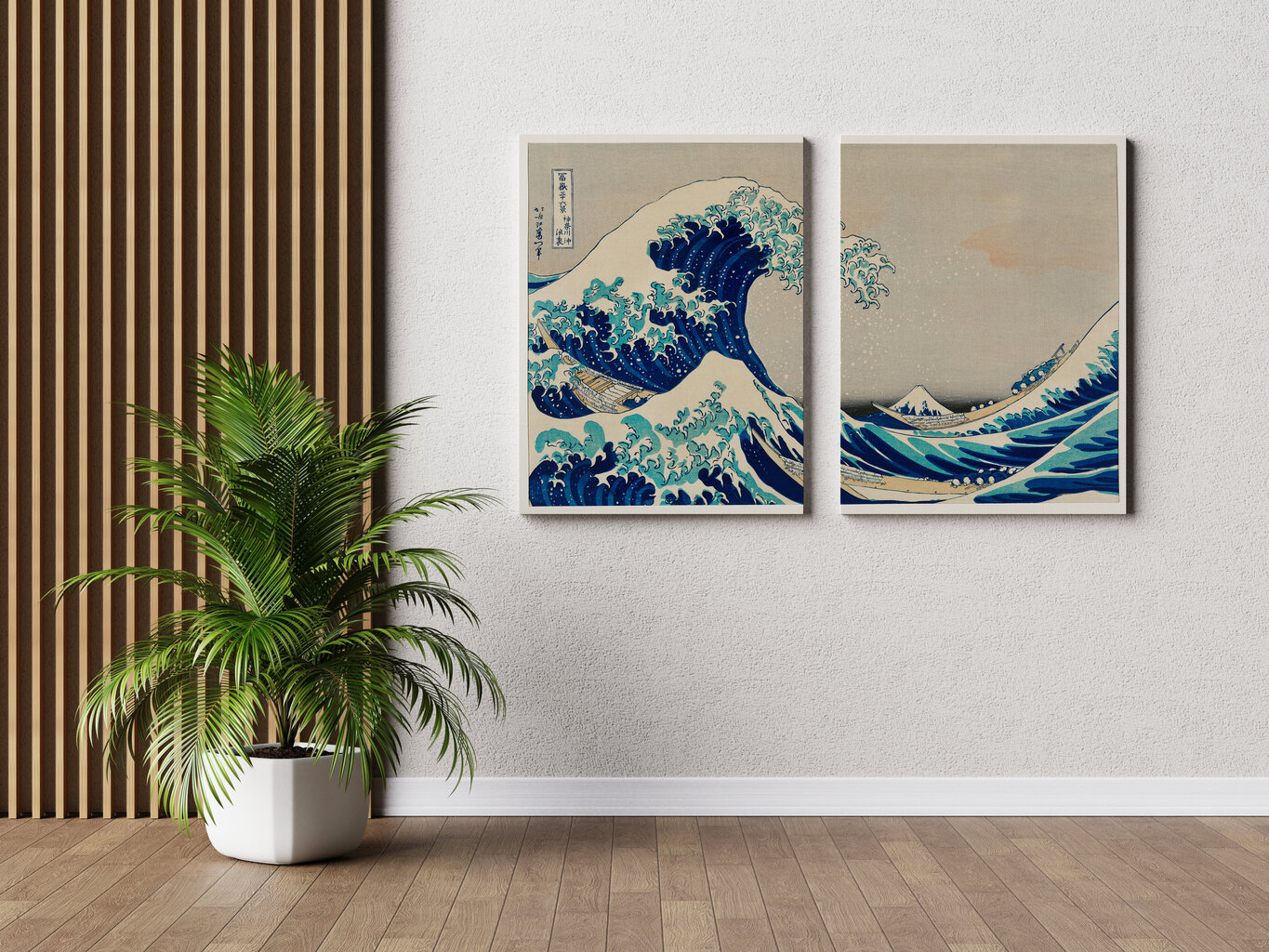 Diptühhon „Kanagawa suur laine“, Katsushika Hokusai, 140х100 cm, Wolf Kult цена и информация | Seinapildid | kaup24.ee