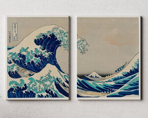 Diptühhon „Kanagawa suur laine“, Katsushika Hokusai, 140х100 cm, Wolf Kult hind ja info | Seinapildid | kaup24.ee