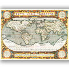 Reproduktsioon Vana Maailma kaart 1587, 40x60 cm, Wolf Kult hind ja info | Seinapildid | kaup24.ee