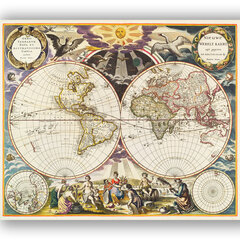 Reproduktsioon Vana Maailma kaart 1863, 40x60 cm, Wolf Kult hind ja info | Seinapildid | kaup24.ee